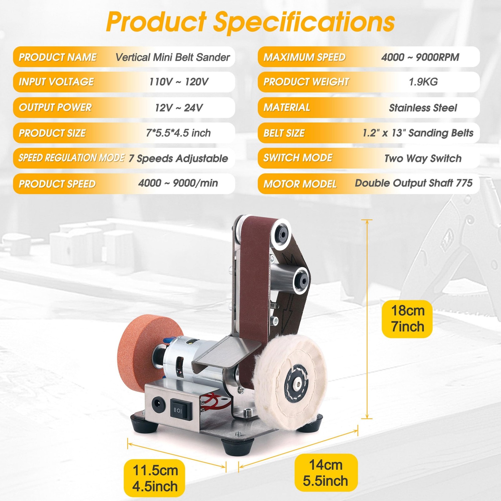 Mornajina Mini Belt Sander Knife Making, 3 IN 1 Electric Power Bench Belt