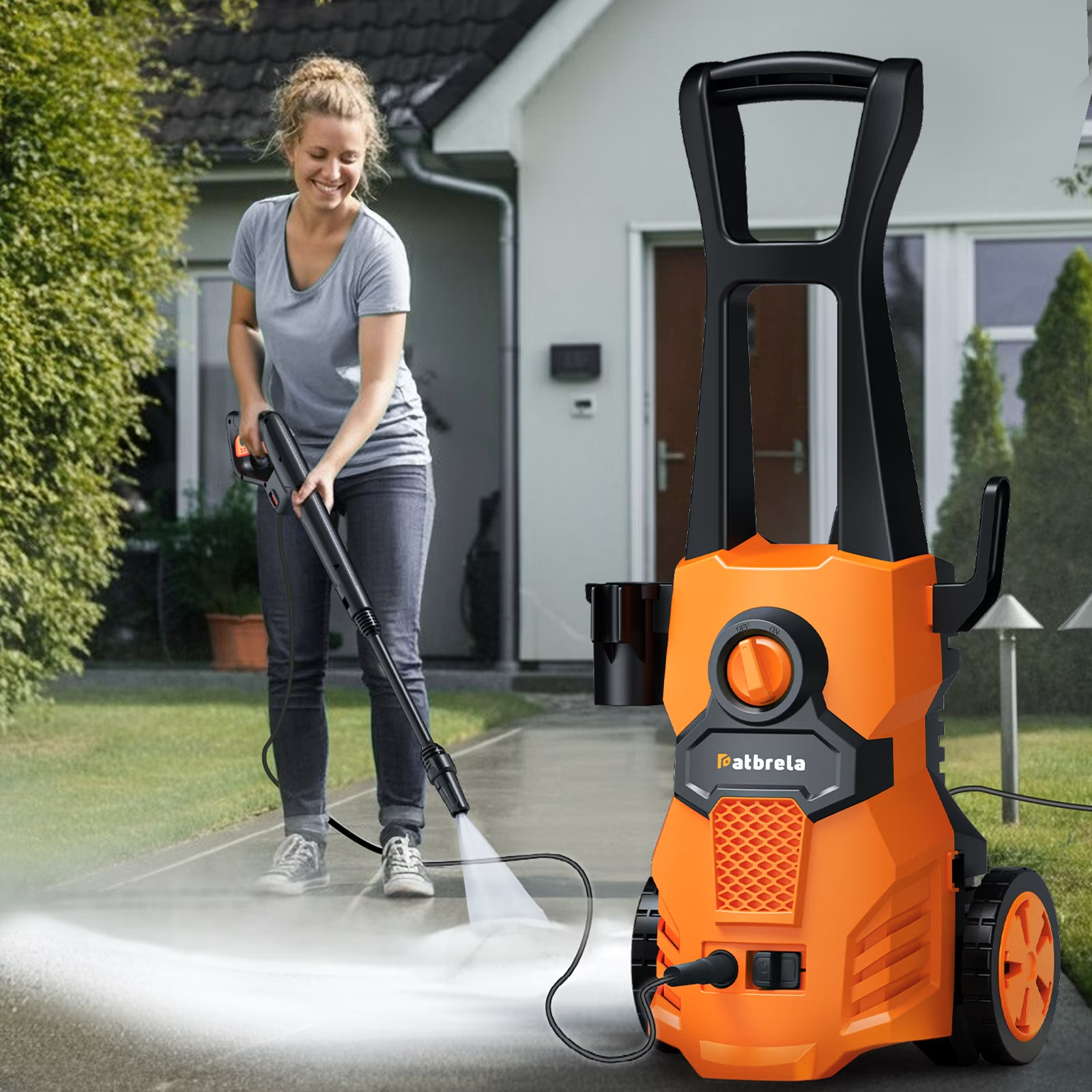 1500W Electric Pressure Washer, 4200PSI with Adjustable Nozzle Angle, Portable