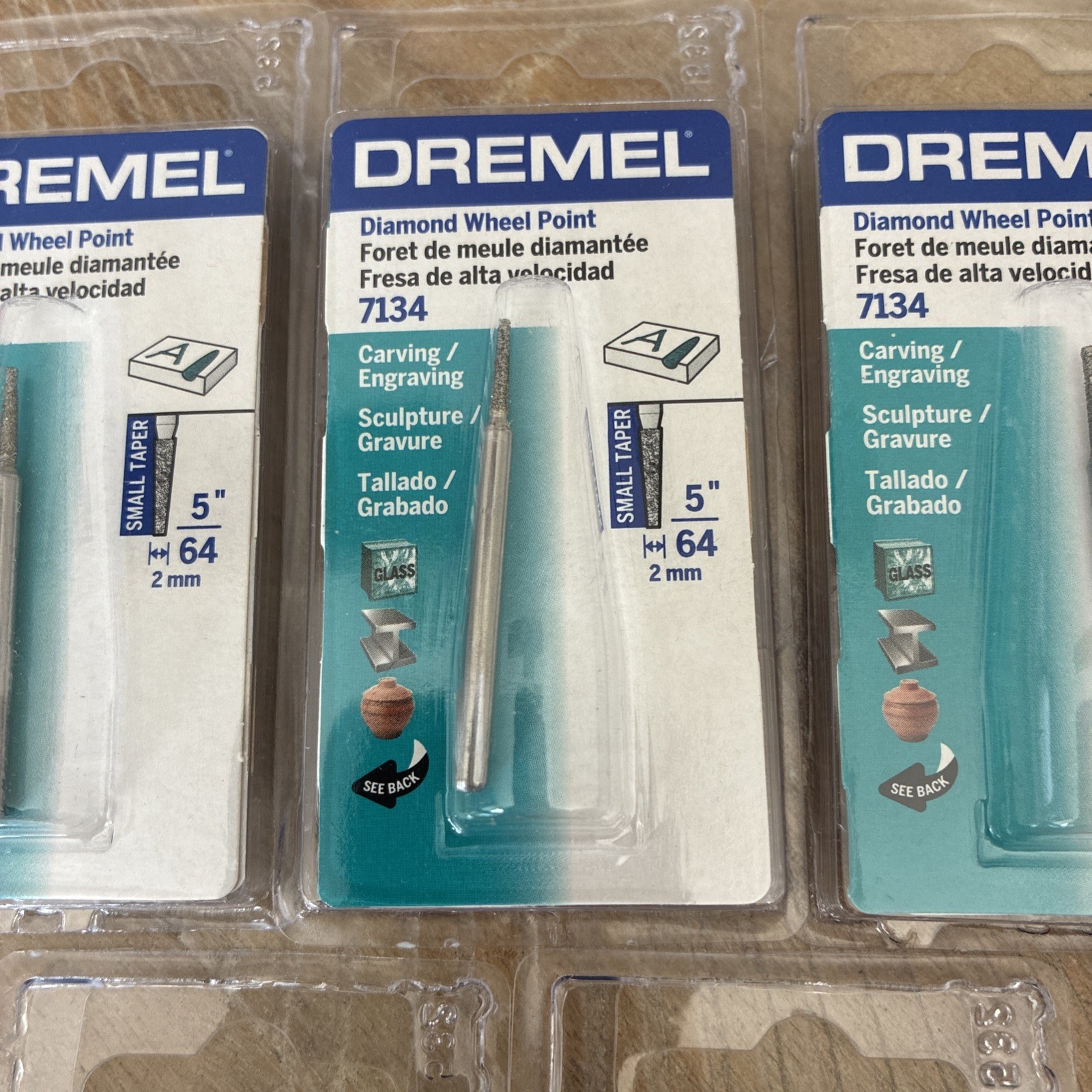 5 DREMEL AUTHENTIC DIAMOND WHEEL POINT BIT 7134 SHANK 1/8″, 3.2 mm