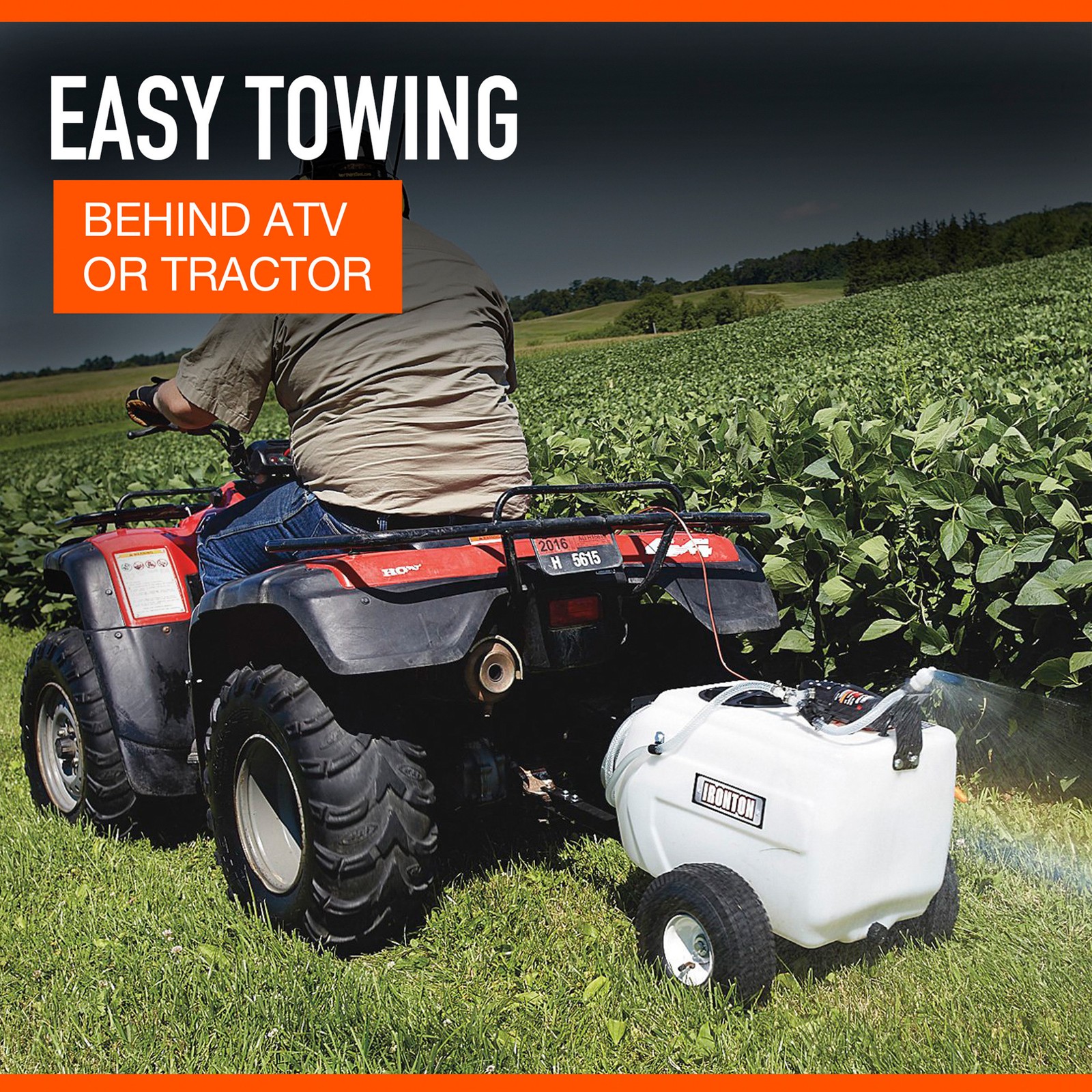 Ironton Tow-Behind Trailer Broadcast and Spot Sprayer, 13 Gallons, 1 GPM, 12