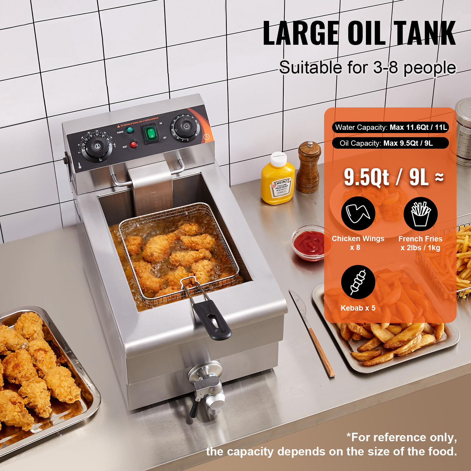VEVOR Commercial Electric Deep Fryer Countertop Deep Fryer 1500W 11.6Qt / 11L