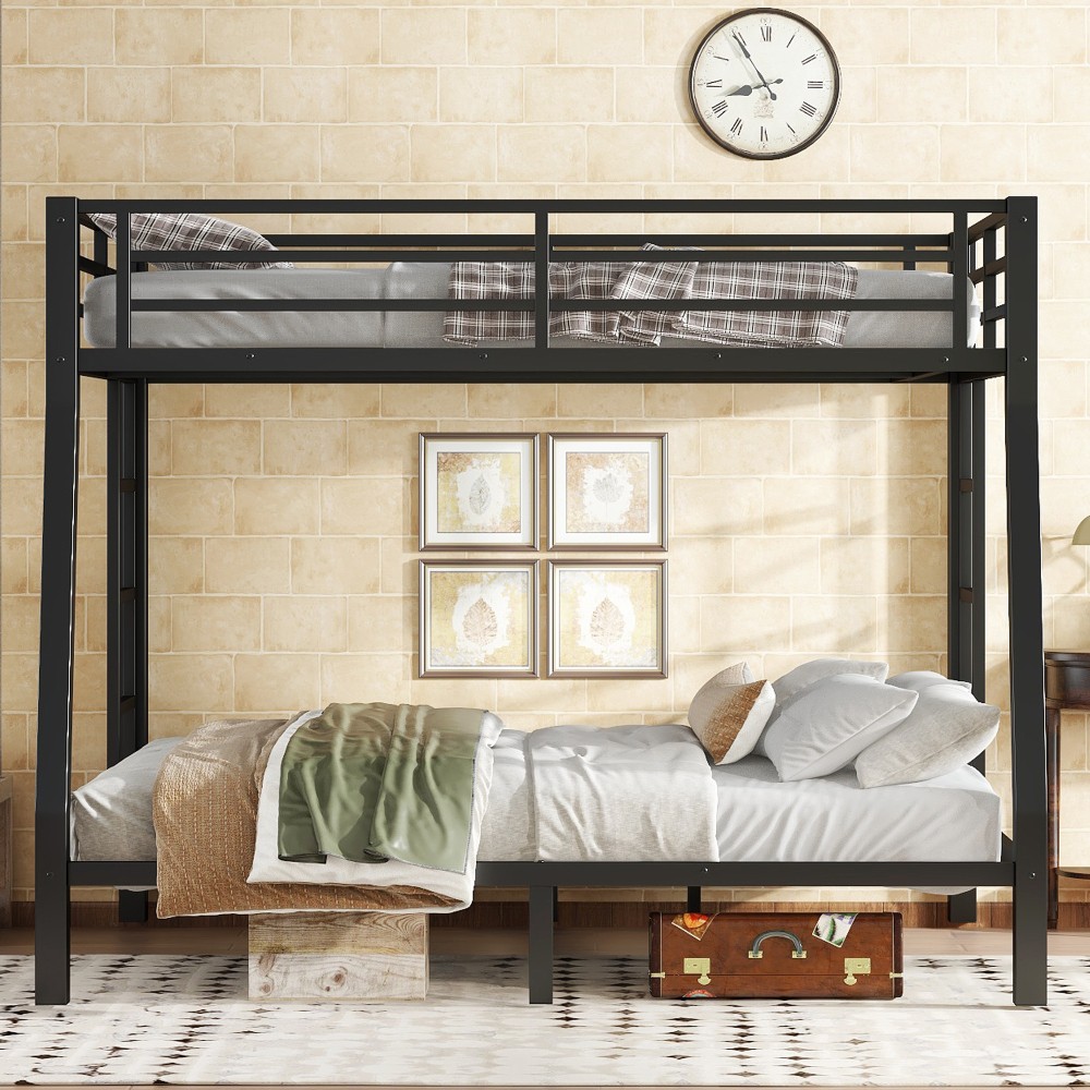 Metal Full Over Queen Bunk Bed Teens Adults Space Saving No Box Spring Needed