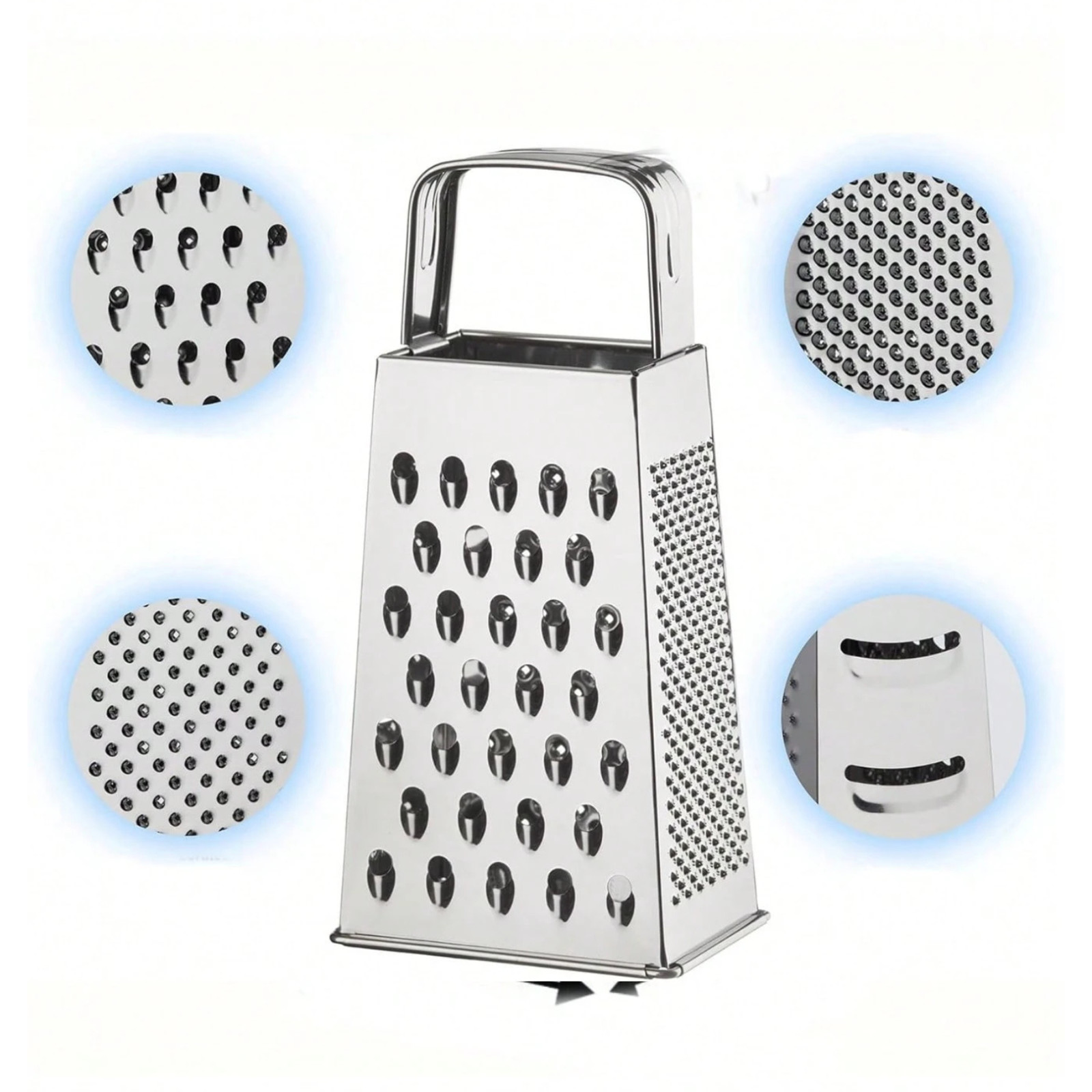 Stainless Steel 4-Sided Box Grater Cheese Vegetable Fruit Shredder Kitchen Tool
