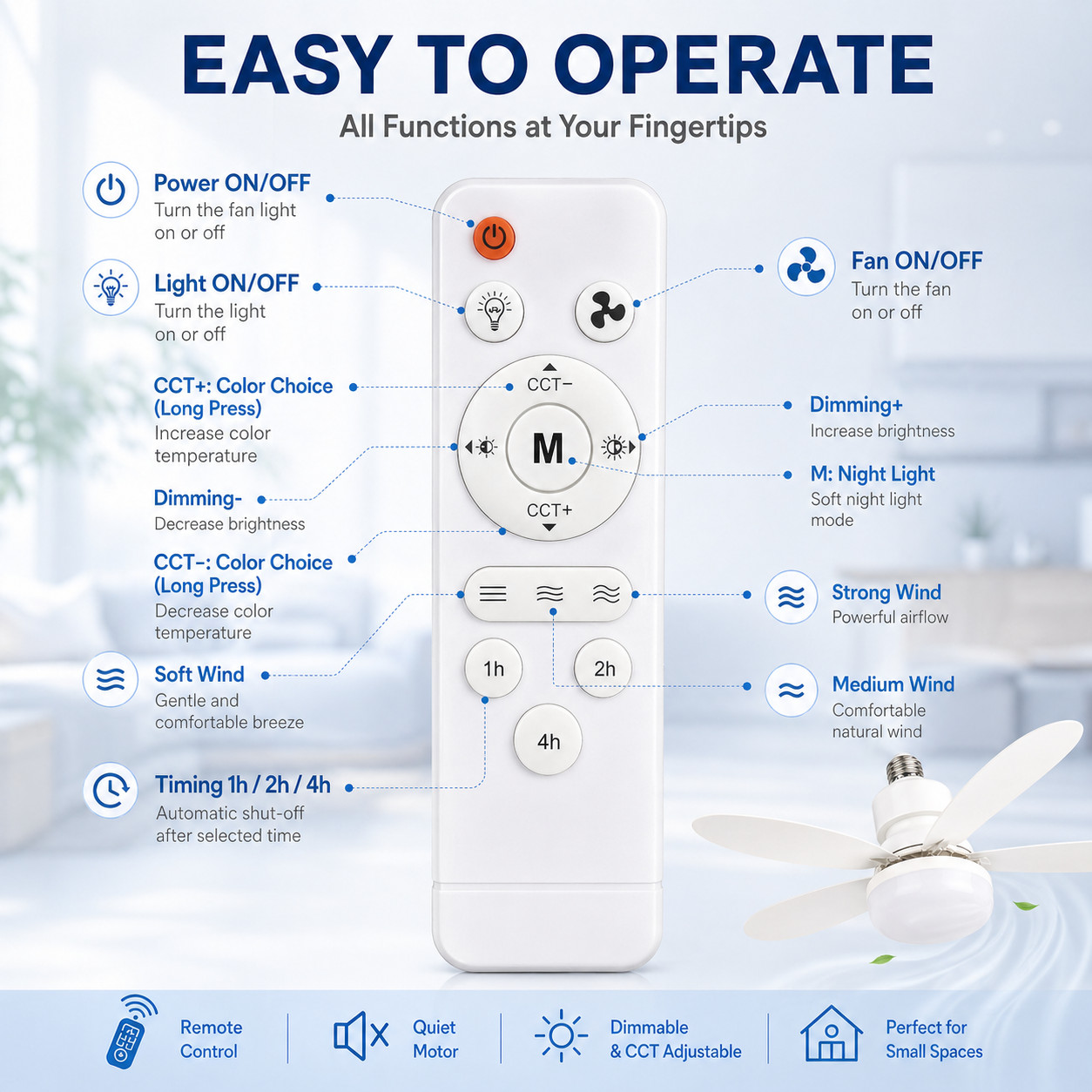 Socket Fan Light Ceiling Fans With Lights And Remote Dimmable LED Ceiling Fan US