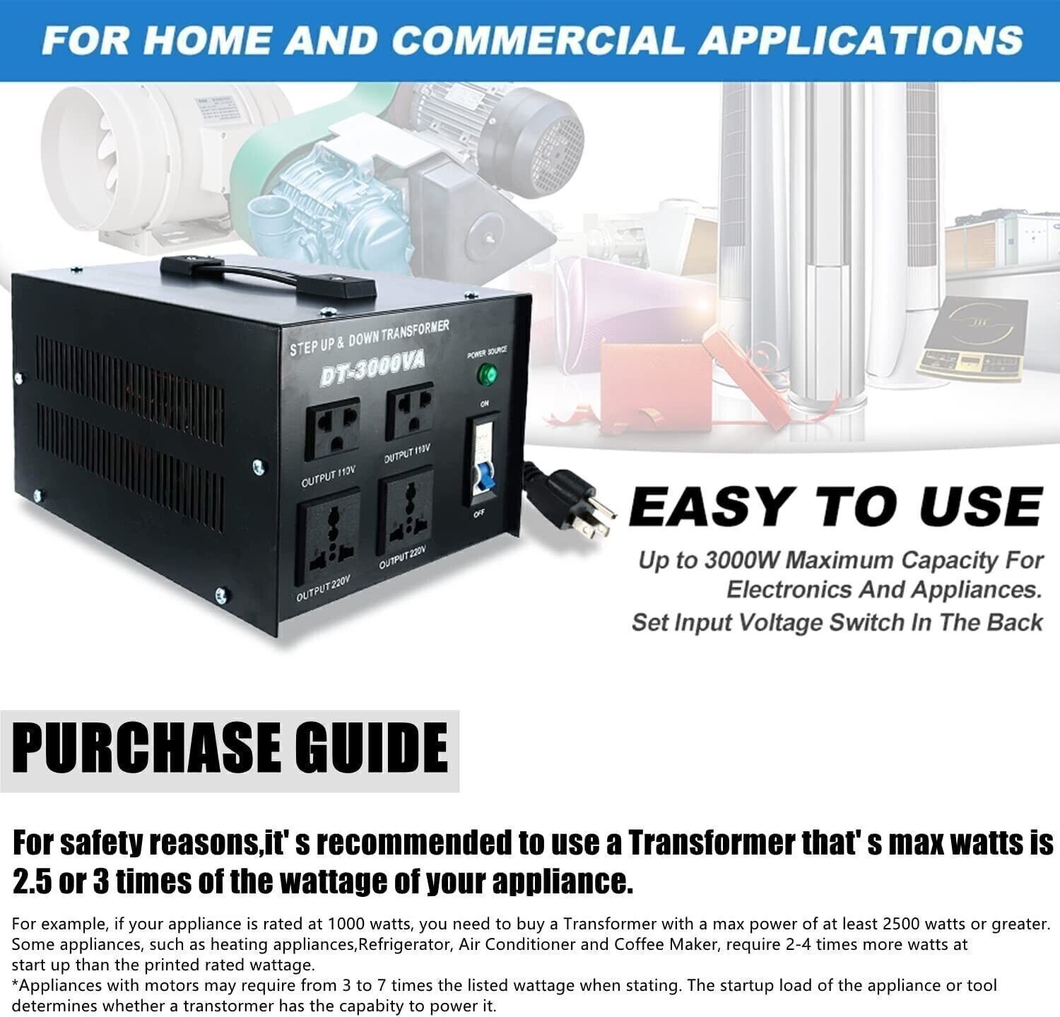 YaeCCC Voltage Converter Transformer Step Up Down 3000W 220V-110V 110V-220V