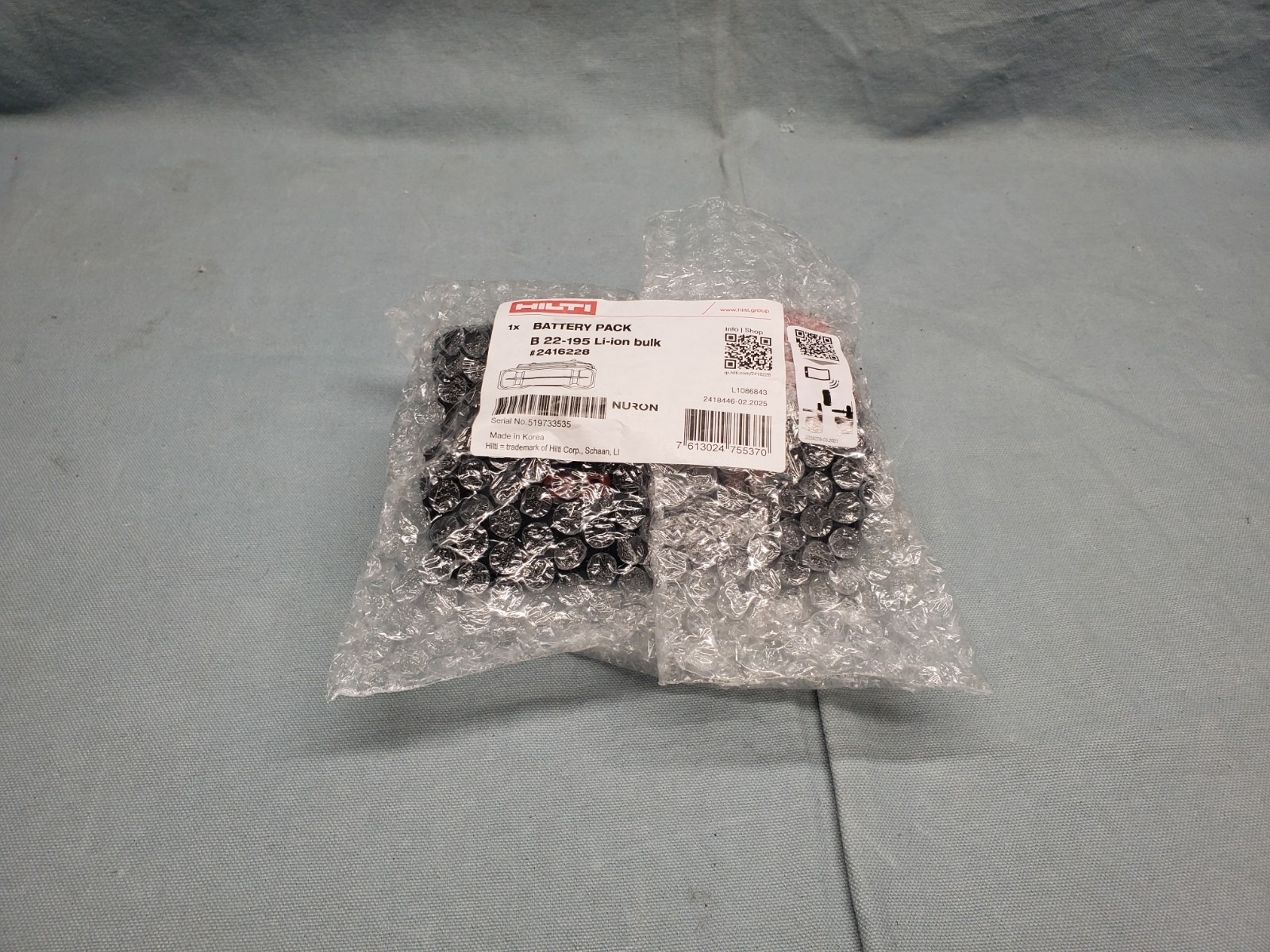 NURON Hilti B 22-195 22V Li-Ion Battery 2416228 *Brand New* #E4 70