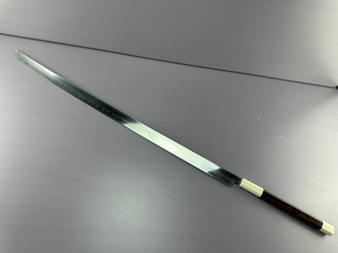 Japanese Maguro Tuna Knife 900mm / 35 in Tamahagane Blue White Steel + Saya