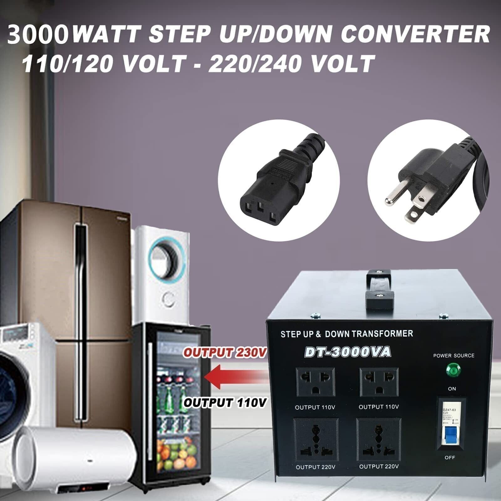 YaeCCC Voltage Converter Transformer Step Up Down 3000W 220V-110V 110V-220V