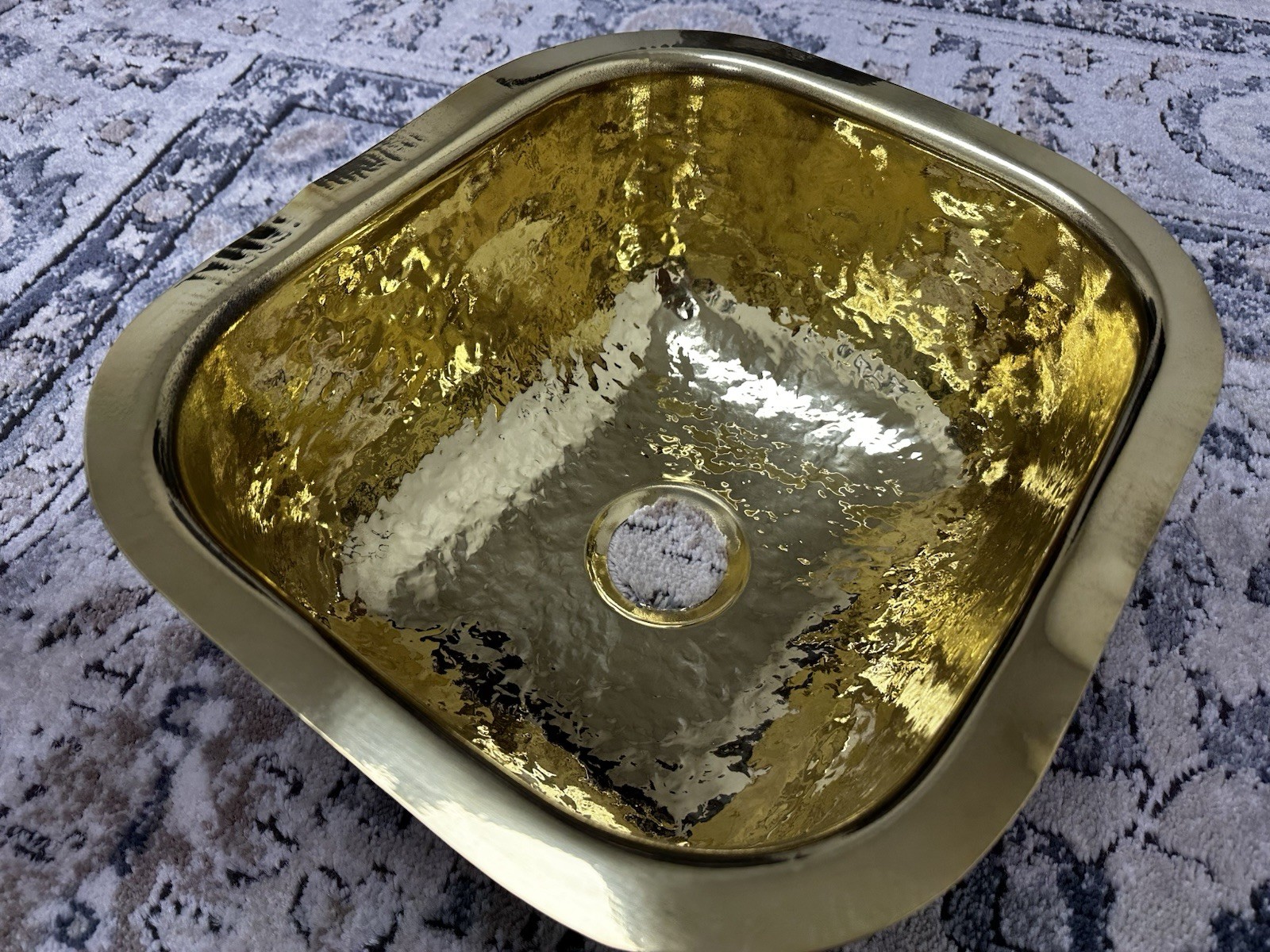 Whitehaus Collection Hammered Brass Undermount Rectangular Prep Sink WH690CBB