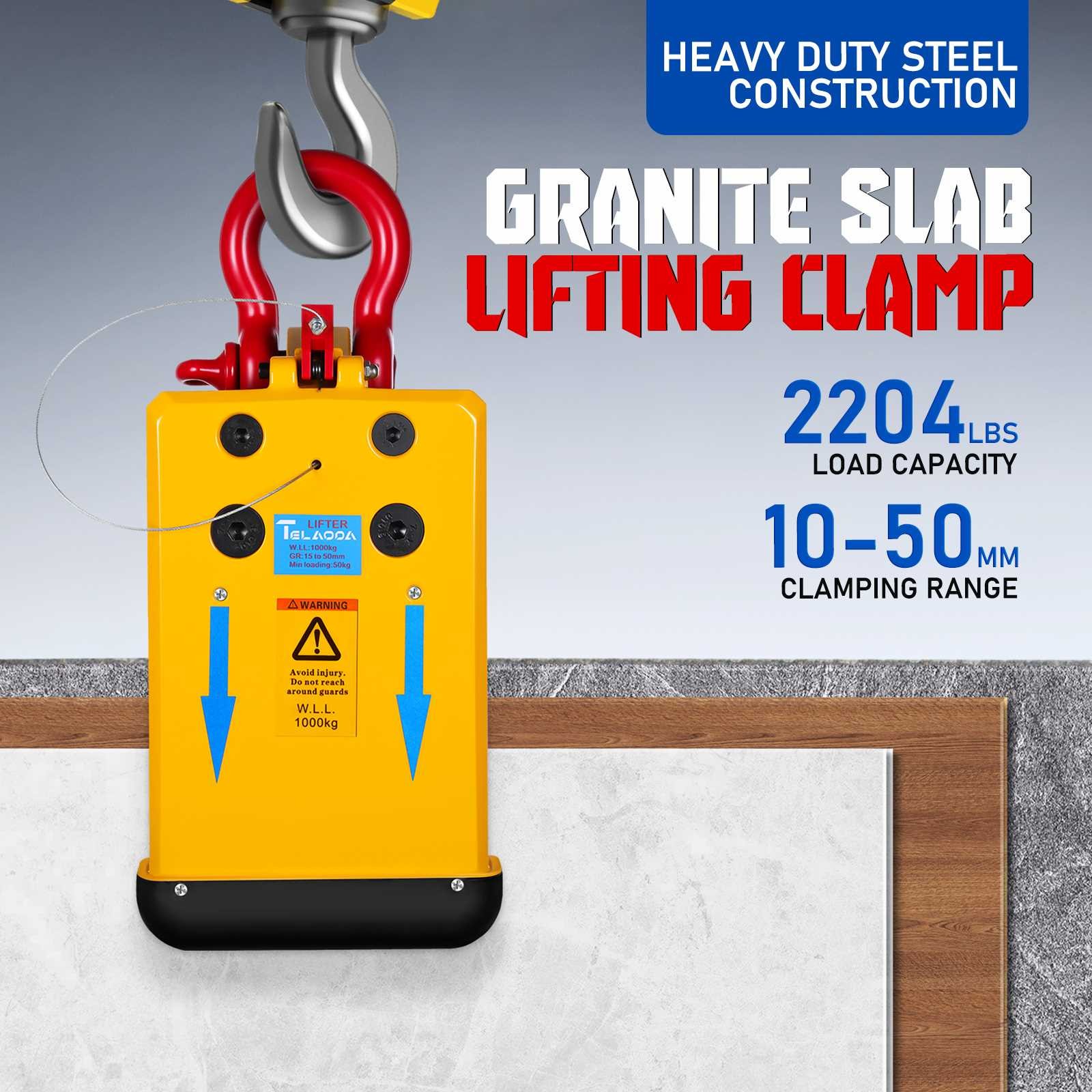 1000kg 10MM-50MM Stone Lifter Stone Slab Lifting C Clamp with Soft Rubber Jaws