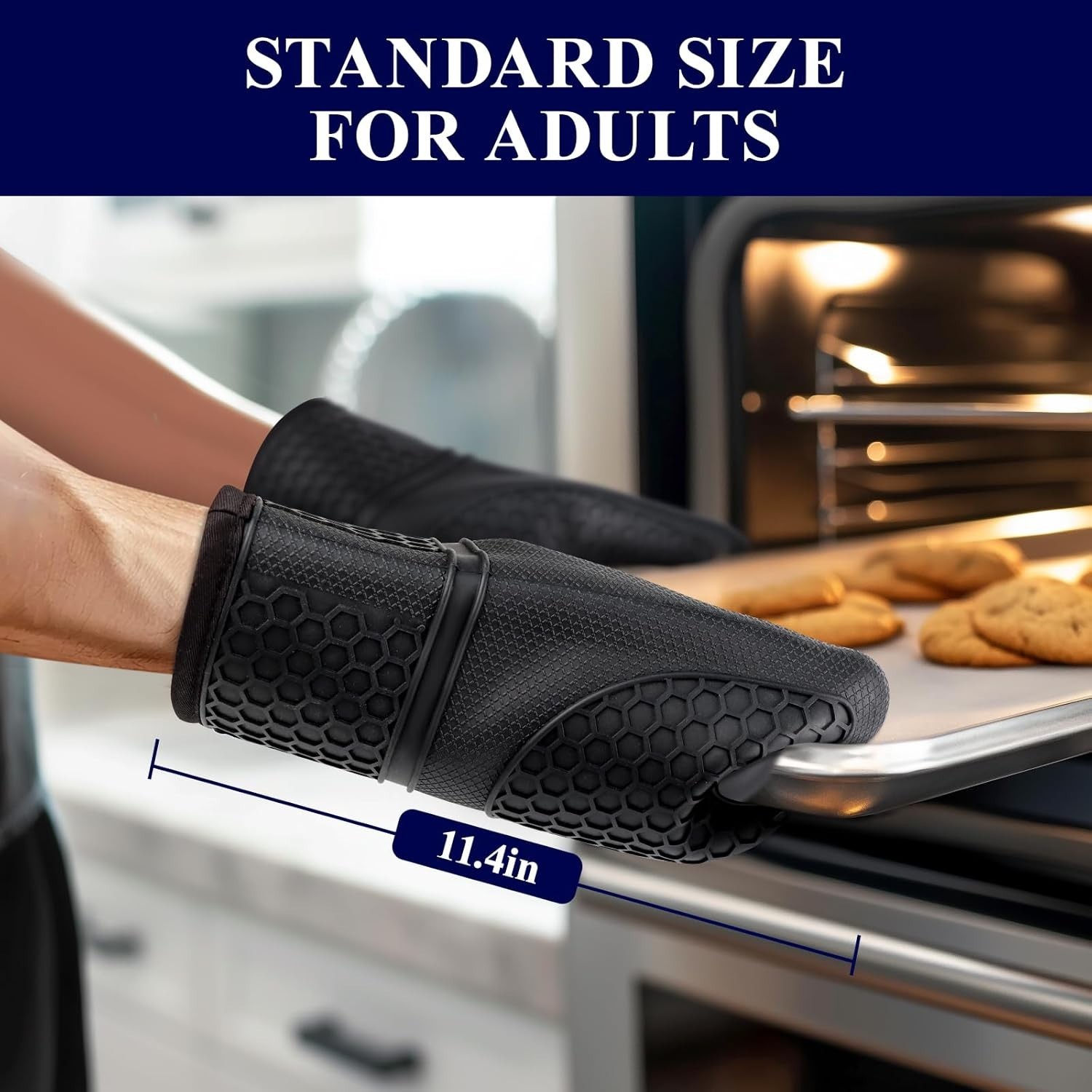 Silicone Oven Mitts Set of 2 – Heat Resistant, Non-Slip & Easy to Clean