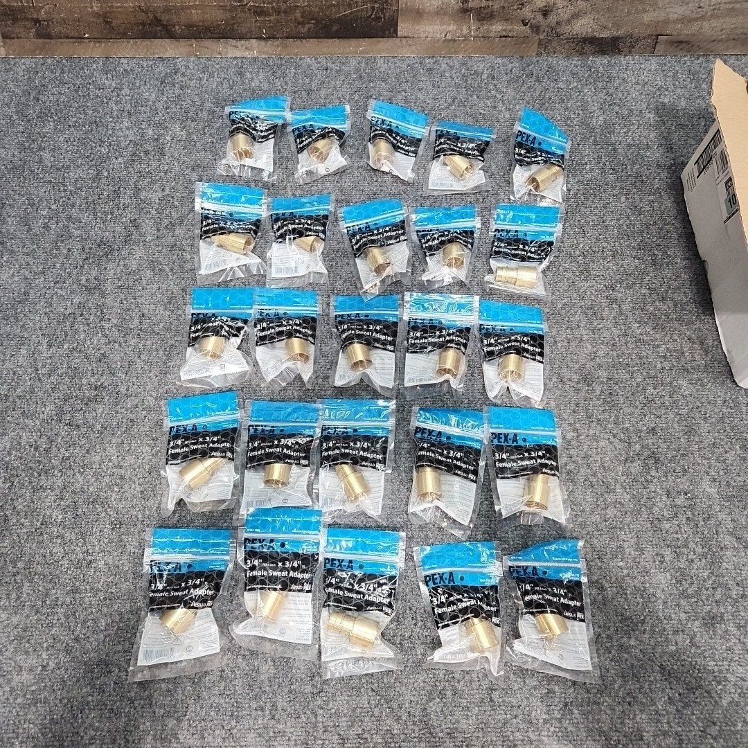 25 Lot Apollo Valves EPXFS3434 PEX-A Barb Adapter Brass 1.83 Inch X 3/4 Inch