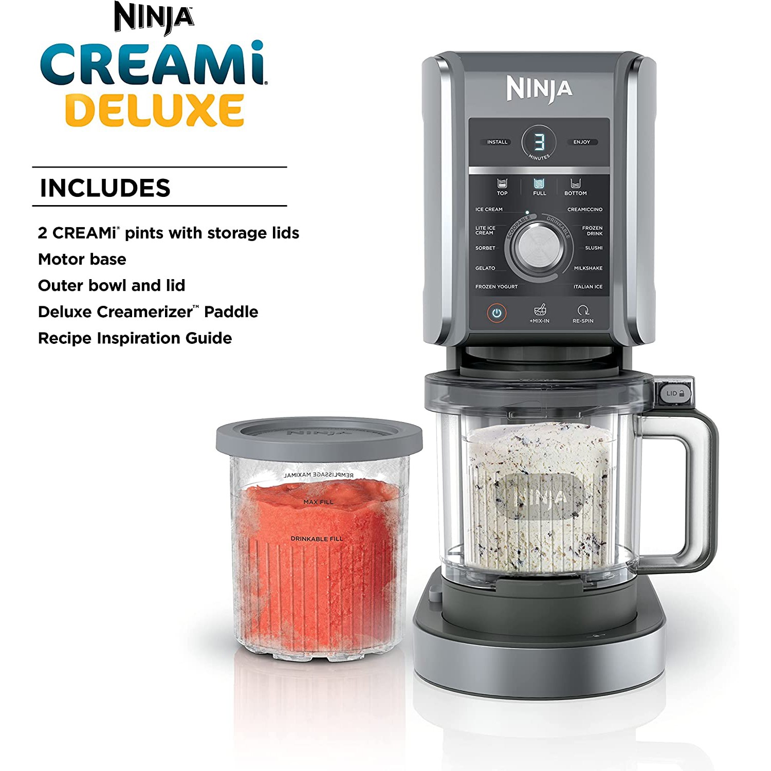 Ninja CREAMi Deluxe 11-in-1 XL Ice Cream Maker w/ Two 24-Oz. Pints – NC501