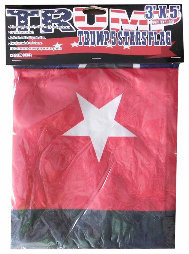 3×5 Trump 2024 5 Stars Patriotic Black 3’x5′ 100D Woven Poly Nylon Flag Banner