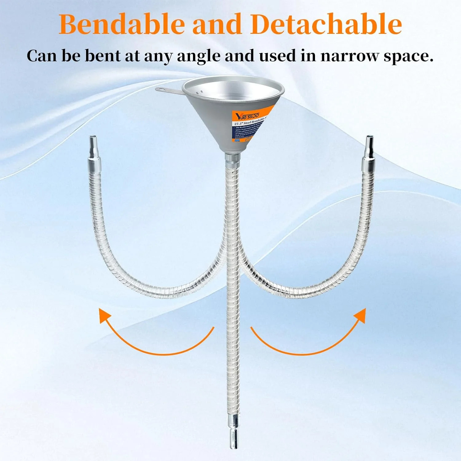 27.56″ Steel Bendable Spout Funnel with Filter for All Automotive Oils, Metal Fl