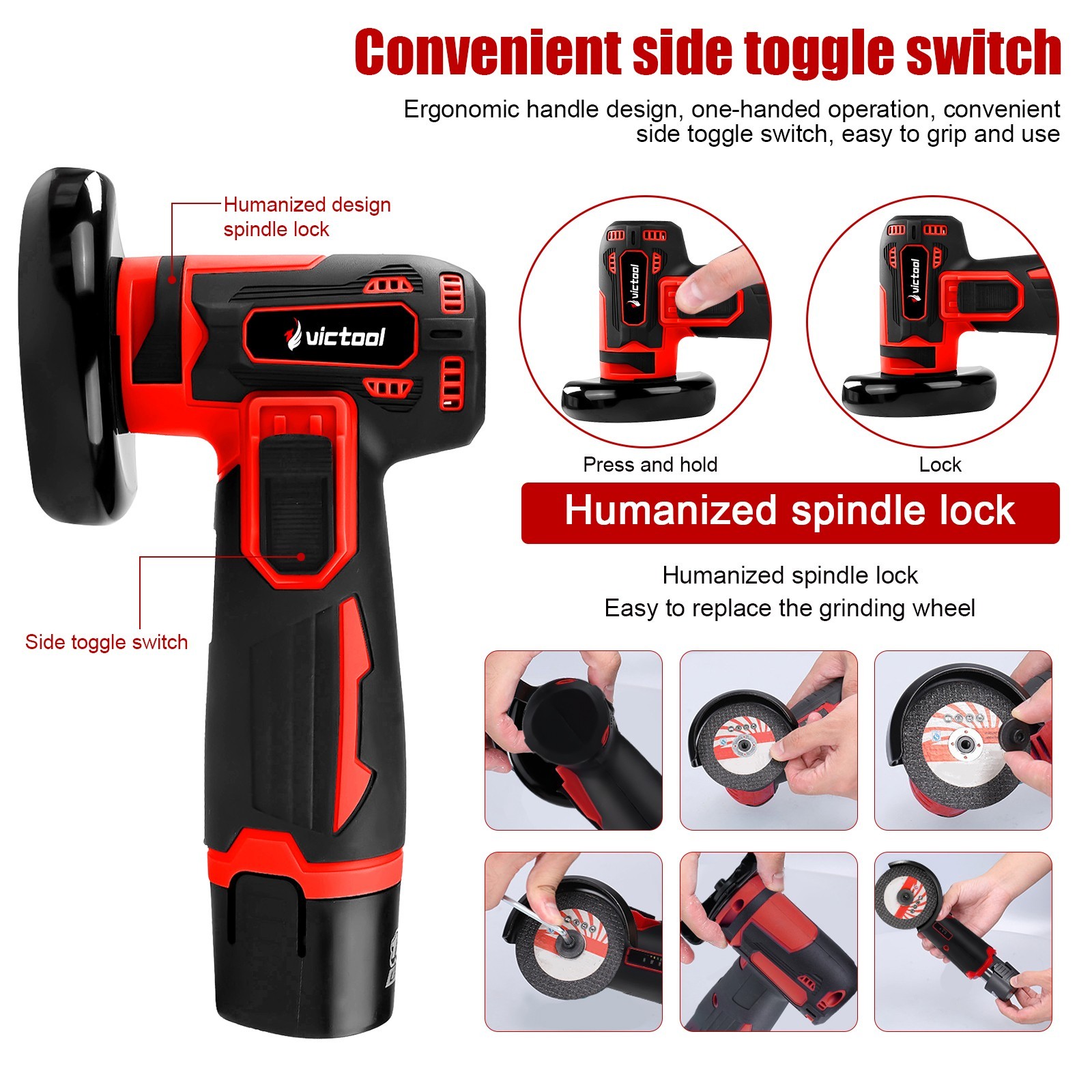 12V Mini Cordless Angle Grinder 3 Inch Handheld Electric Polishing Tool + Bat