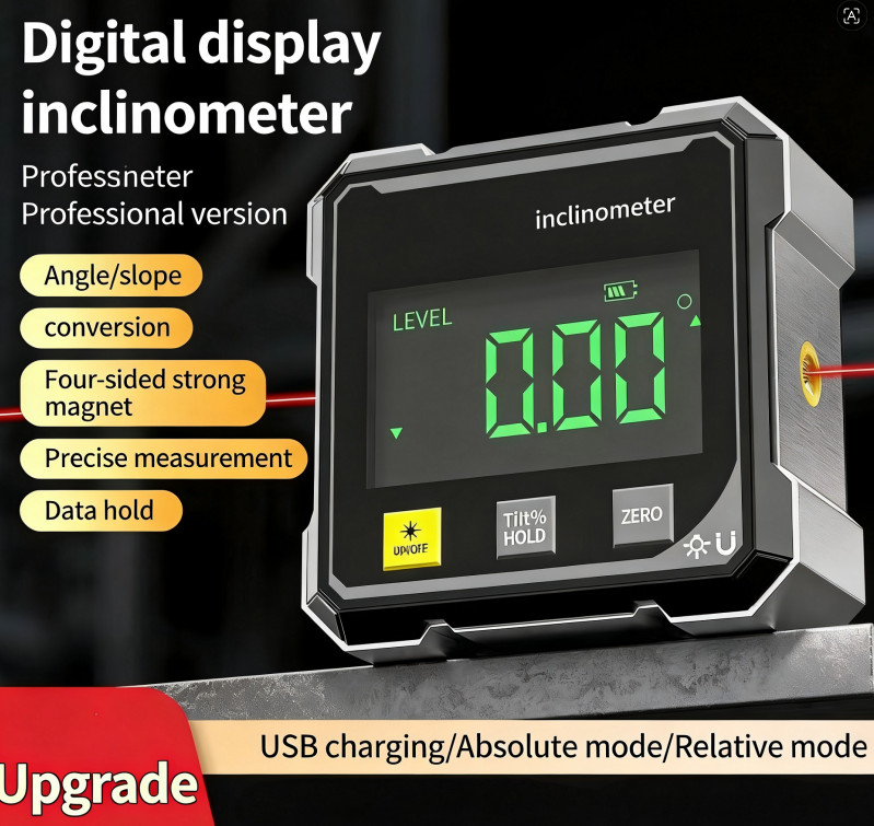 4-Side Magnetic Angle Gauge, Digital Angle Finder with Electronic Laser,Woodwork