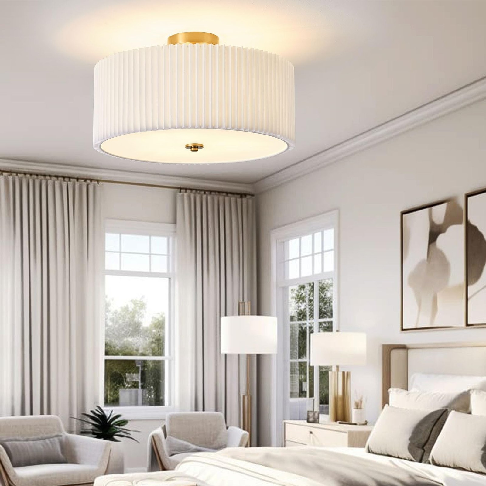 Giutna Semi Flush Mount Ceiling Light,17.7″Modern Close Ceiling Light Fixture