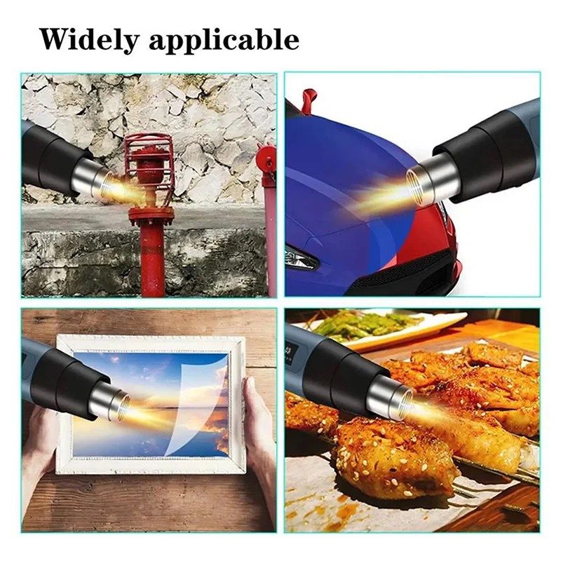 2500W Heat Gun Electric Hot Air Gun w/ Dual-Temperature LCD Show 4 Nozzles Tool
