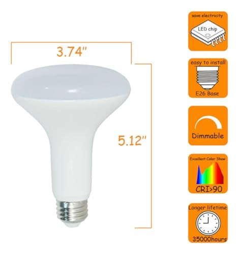 LED Flood Light 4 Pack, 100 Watt Equivalent, Soft White (2700K) 15W BR30