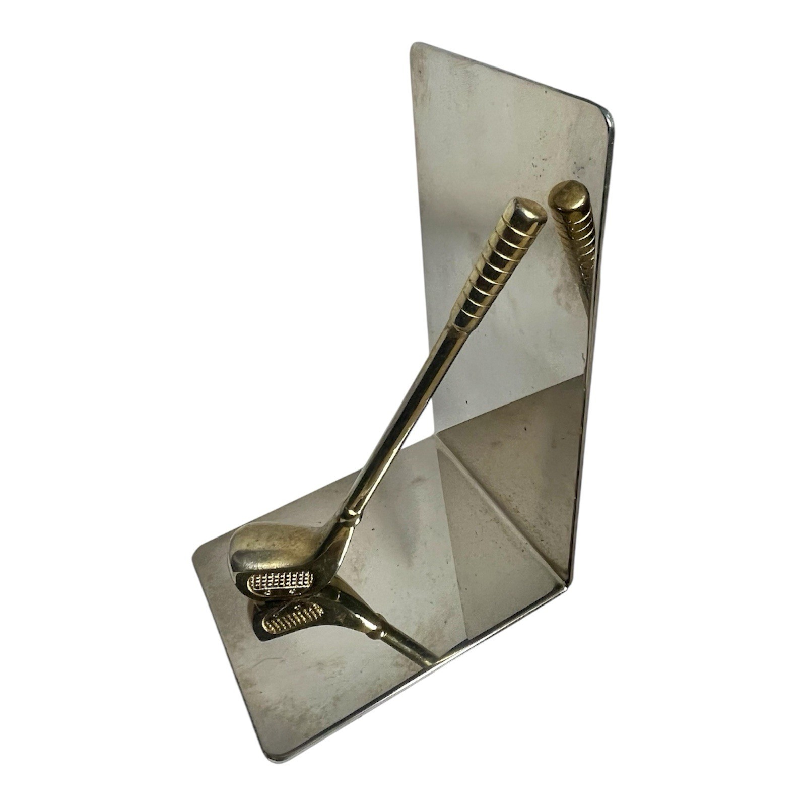 Chrome & Brass Golf Club Bookend – Single Golf-Themed Bookend