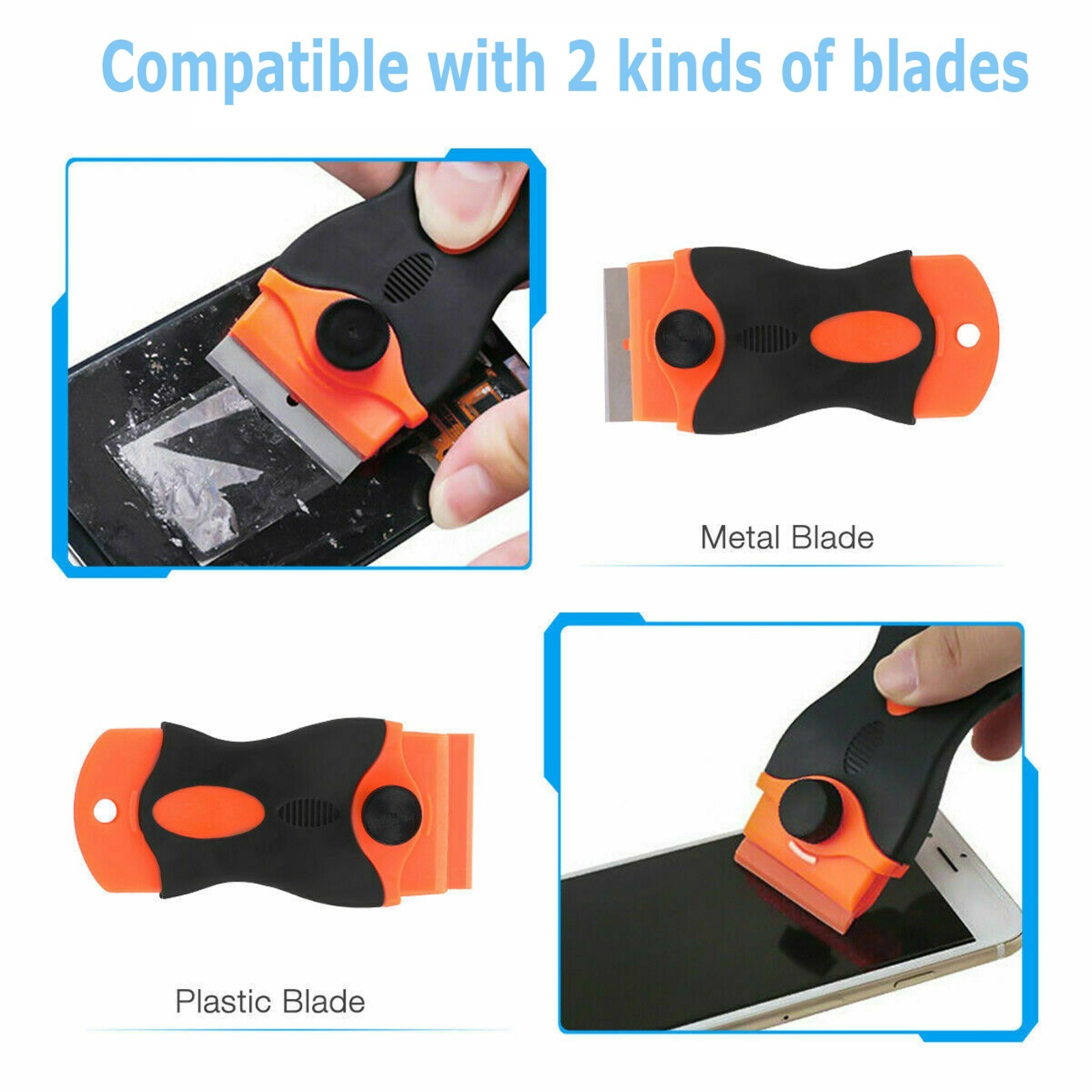102 Pcs Plastic Razor Blades + 2 Razor Scraper Double Edged Sticker Removal Tool