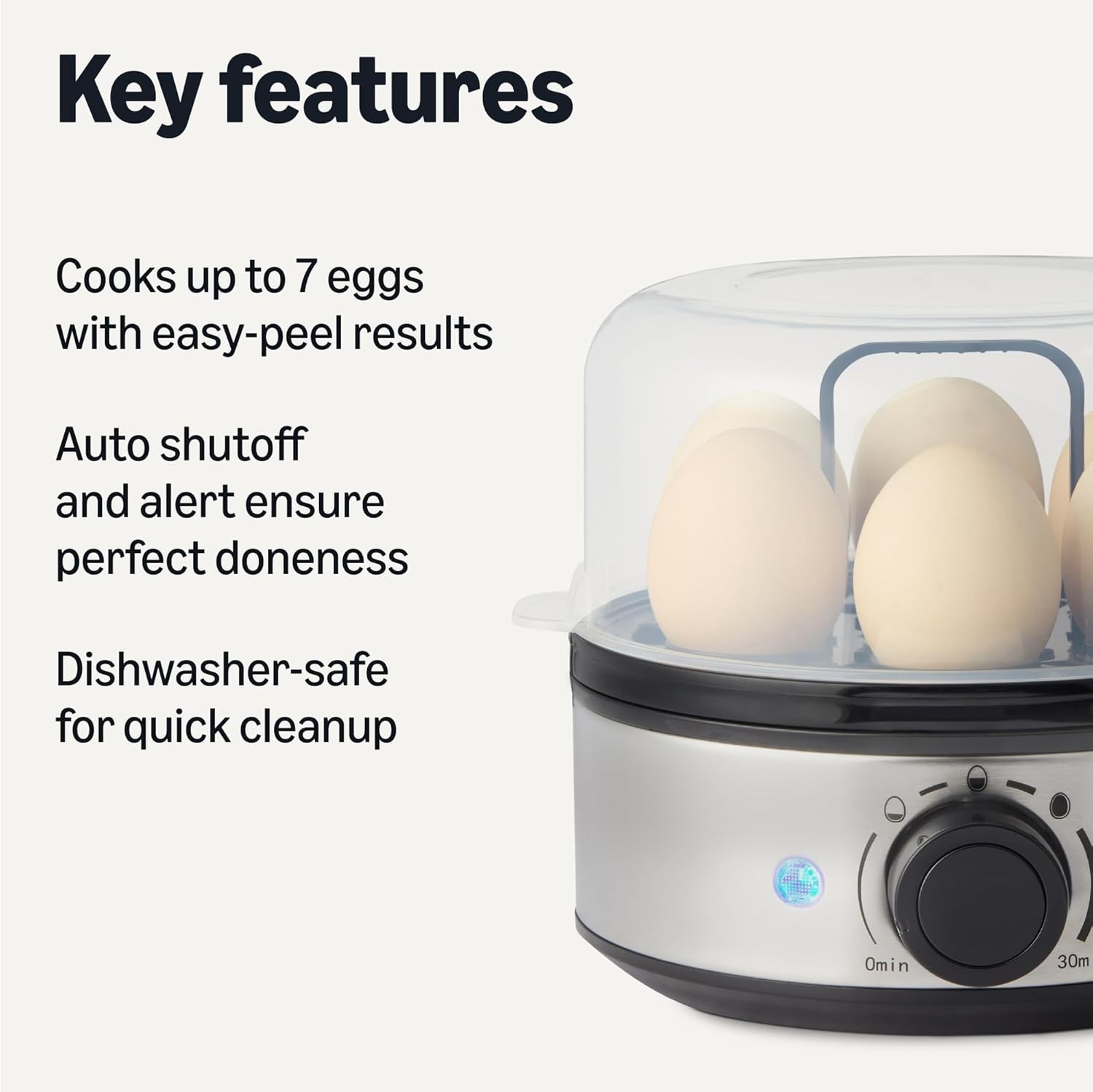 Electric Egg Cooker Hard-Boiled Eggs W/ Auto Shutoff Dishwasher-Safe Parts 7-Egg