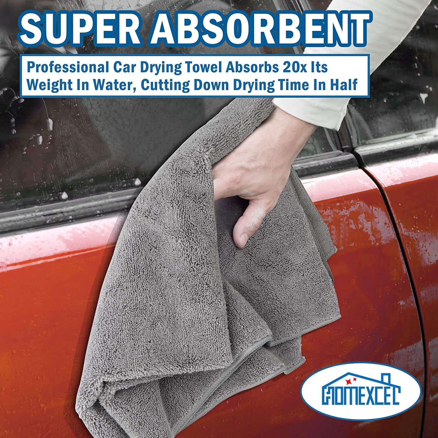 Professional Large Microfiber Car Drying Towels 2 Pack, Lint Free, Scratch Free,