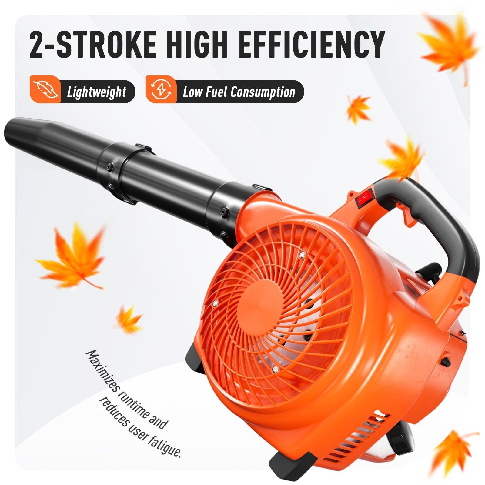 63CC Gas Backpack Leaf Blower 665 CFM 200 MPH Variable Speed Easy Start for Yard