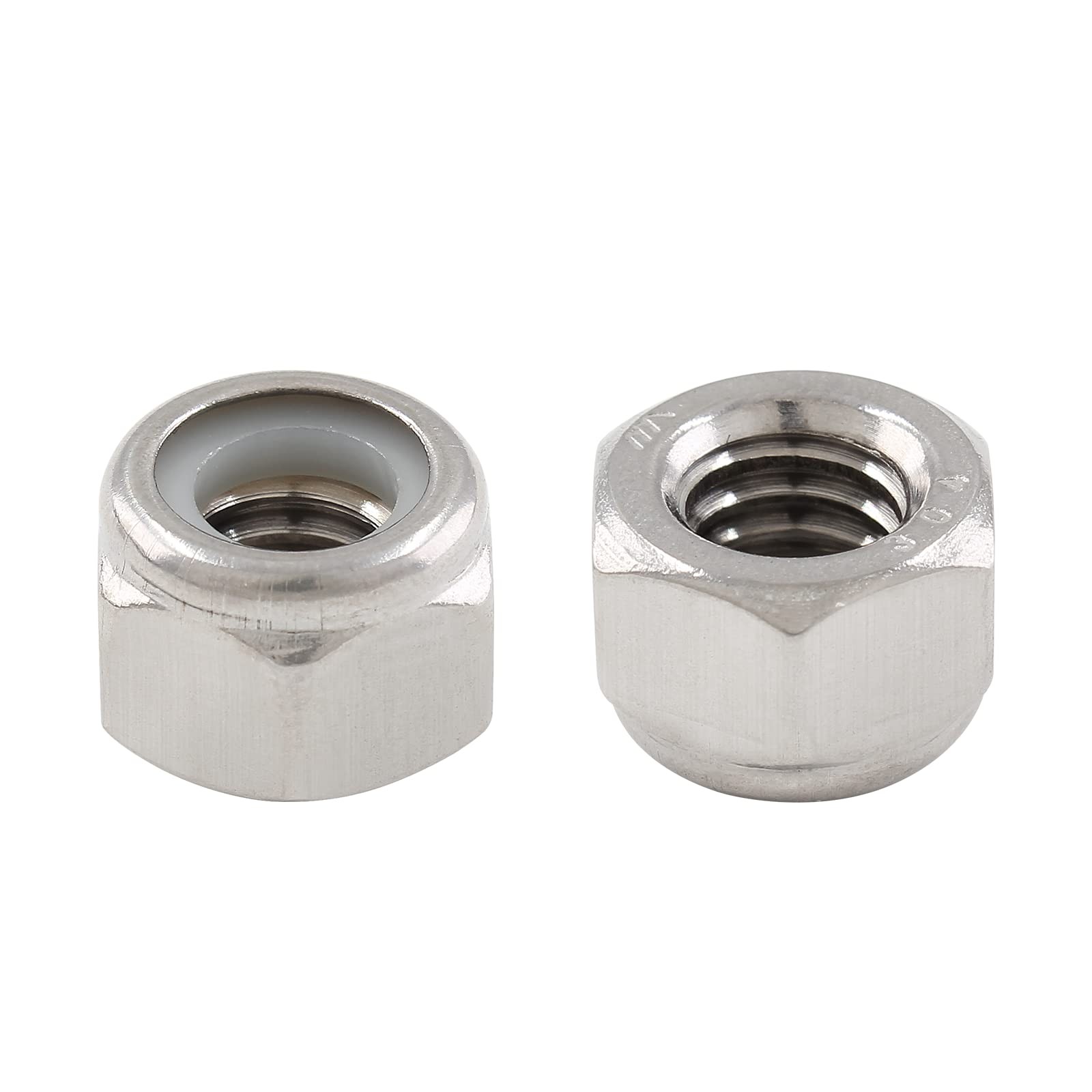 BokWin 50PCS 1/4 20 Nylon Insert Hex Lock Nuts 304 1/4-20（50pcs）, Silver