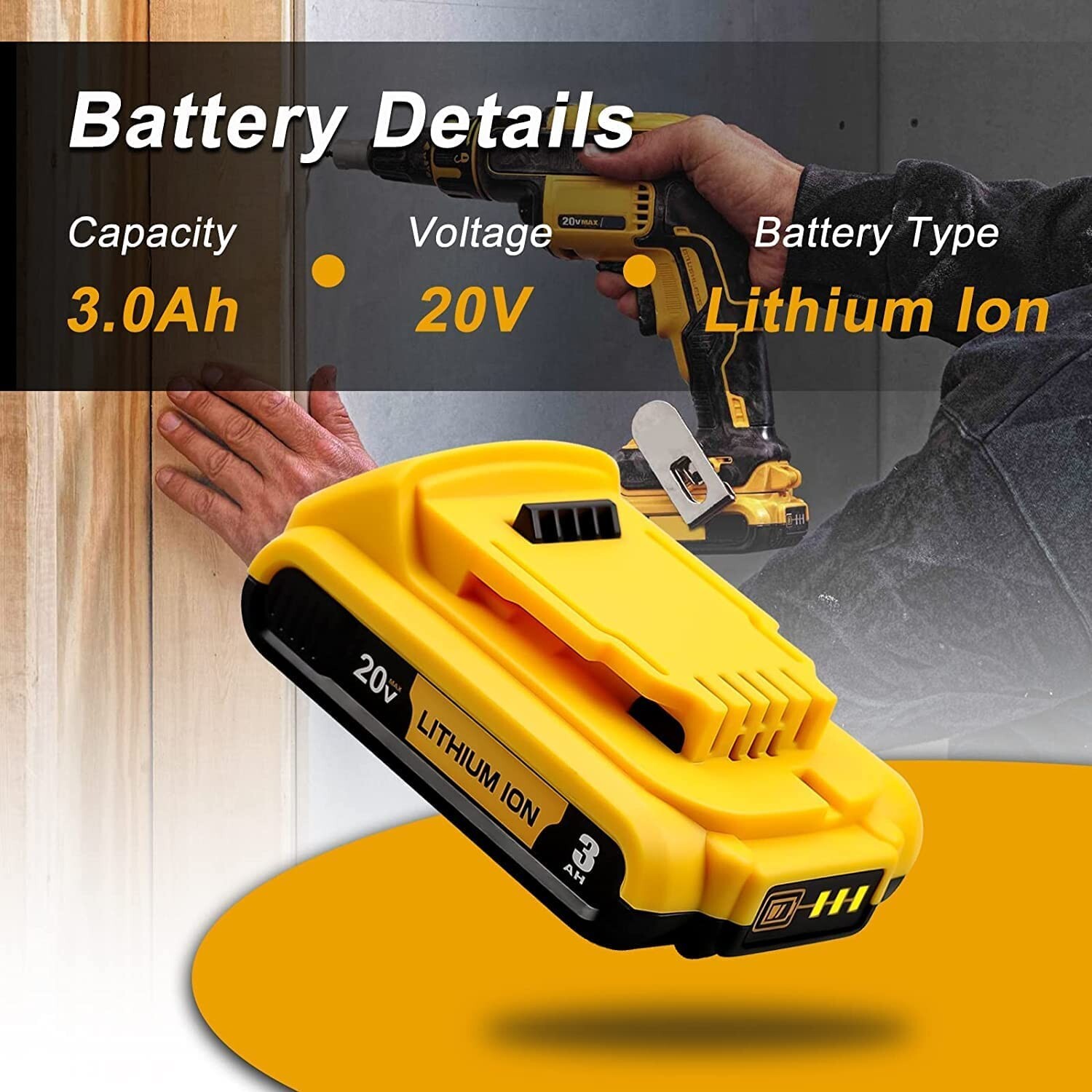 For Dewalt DCB203 20V Max Batteries 2.0Ah Lithium Ion 20 Volt DCB203-2 /Charger