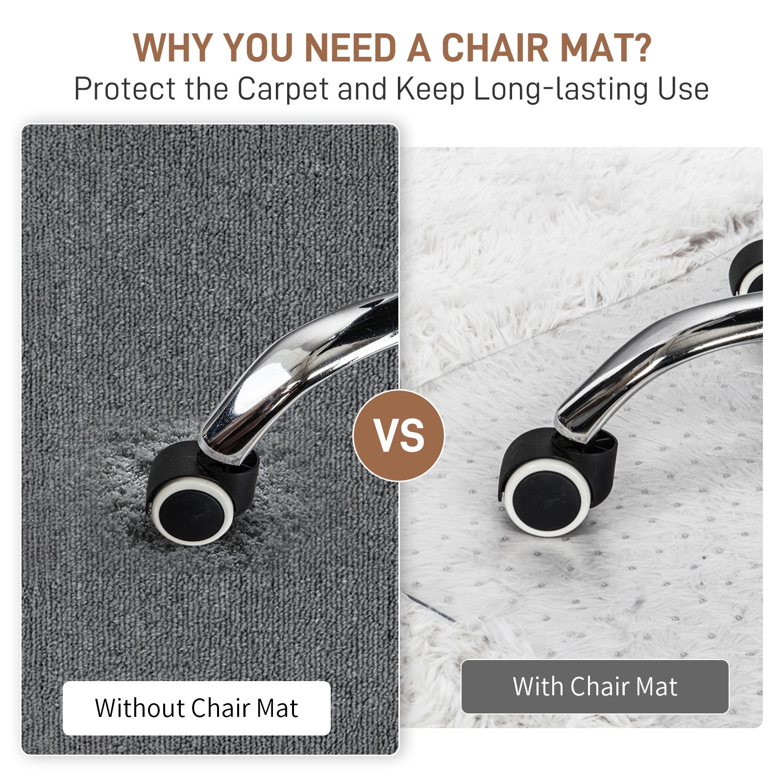 48″ x 30″ x 0.08″ Anti-Slip Frosted Office Chair Mat w/ Nail for Protect Carpet