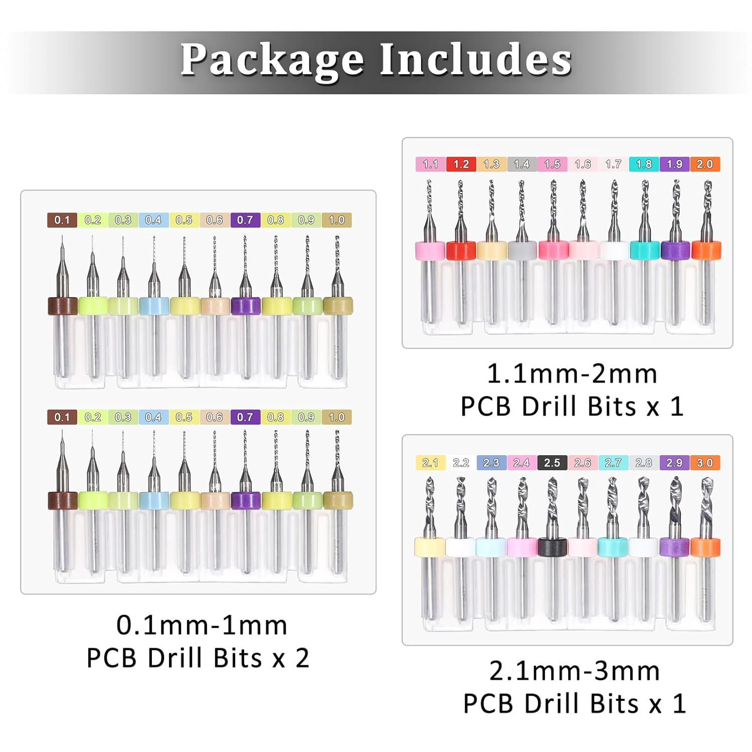 Ownmy 40PCS PCB Drill Bits from 0.1Mm-3.0Mm Micro Drill Bits Set, Spiral Flute C