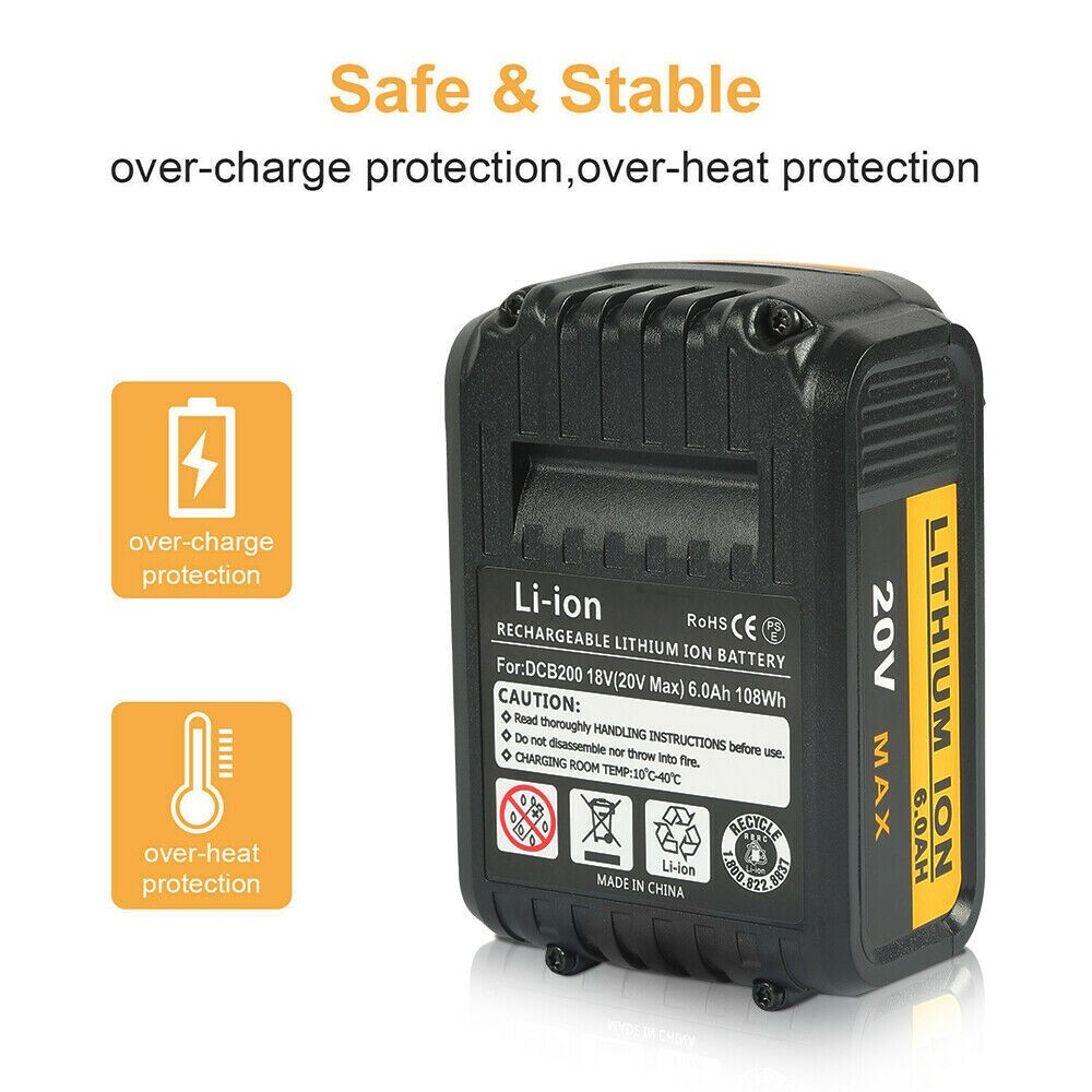 2X Replacement For DeWalt DCB206-2 20 Volt 6Amp Battery DCB105 Charger DCB206-2