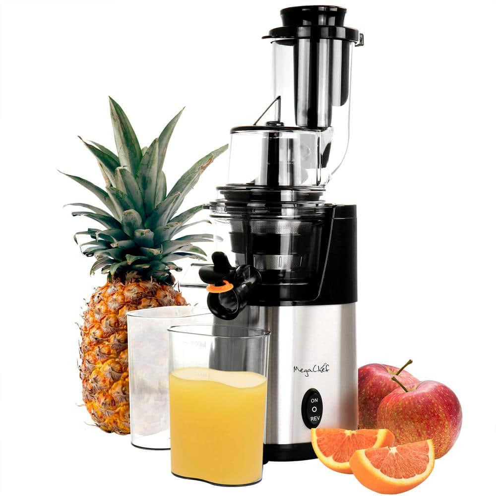 MegaChef Pro Slow Juicer Stainless Steel 200W Anti-Drip Dishwasher Safe Parts