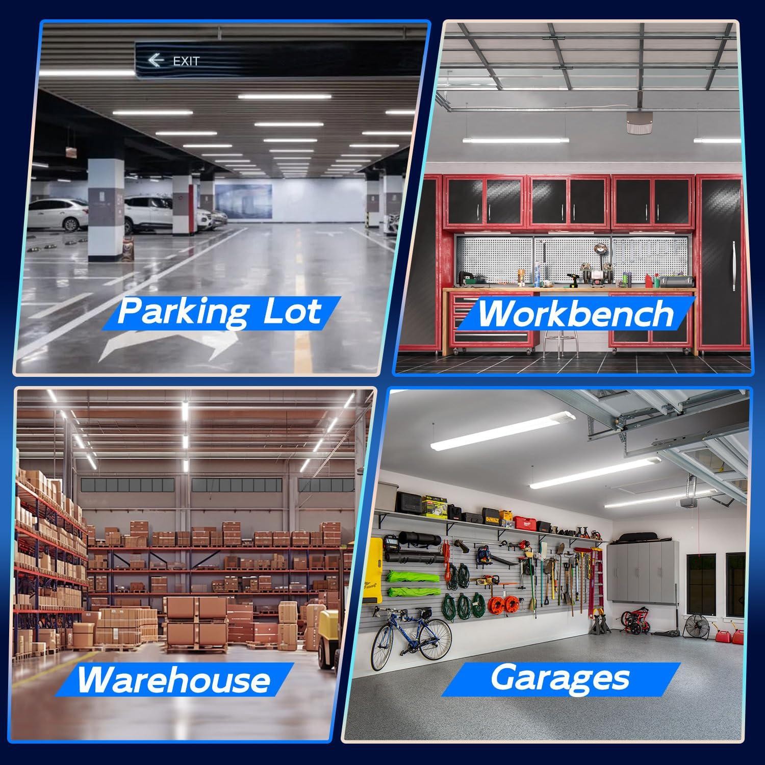 4 Pack 4FT LED Shop Light, Linkable Utility Shop Lights, 42W, 5000K Daylight