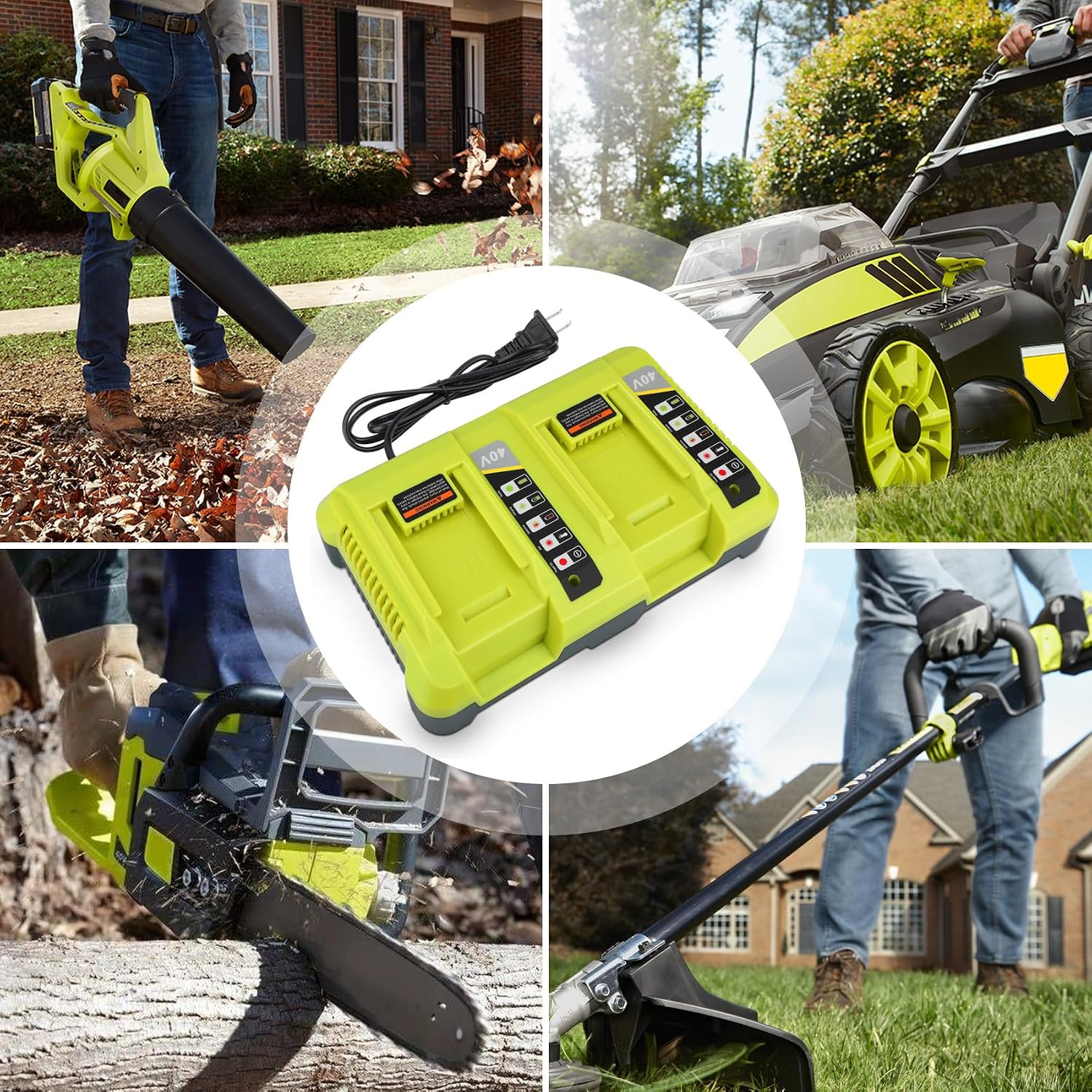 Dual OP401 Charger for Ryobi 40V Battery with Fast Charging Station | Replacemen
