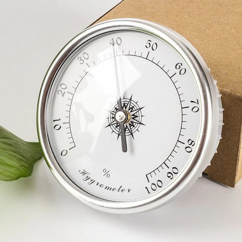 Premium Analog Hygrometer – All-Steel Silver Precision Humidity Gauge –1 Year W/