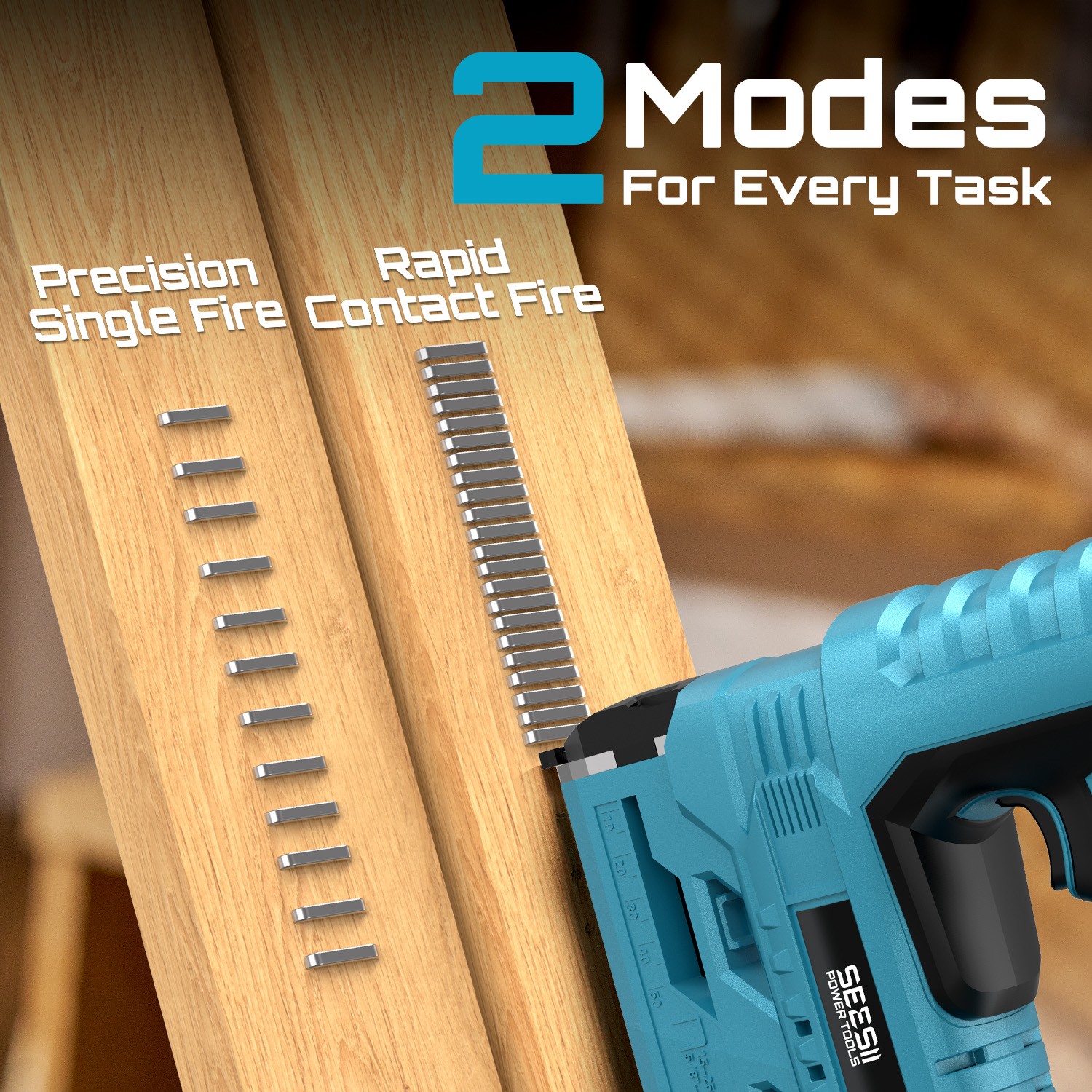 Seesii 2 in 1 Cordless Nail Gun Brad Nailer 18 GA 1000 Nails/Staples & 2xBattery