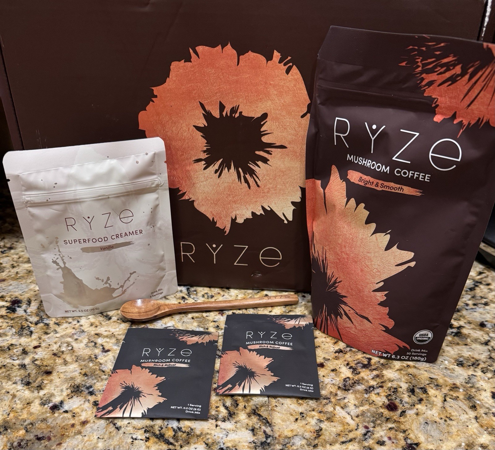 Mushroom Coffee (6.3 Oz) Superfood Creamer ( 2.5oz) Spoon (1)