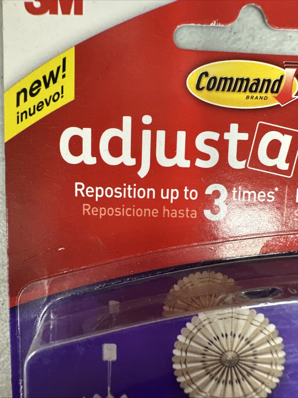 3M Command Adjustables 2 Packs 6 Clear Hooks & 12 Strips Each Pack Holds 0.5 lb