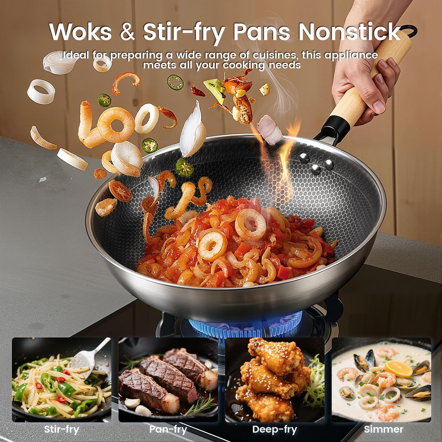 Abangdun 1700W 100V～185V Induction Cooktop Wok With Pan Electric Stove Burner