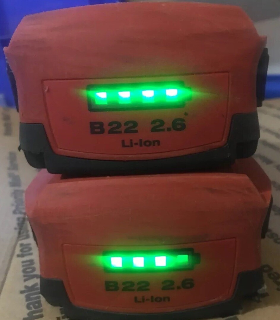 2 Hilti CPC B22 2.6 Ah Li-Ion Cordless Tool Batteries
