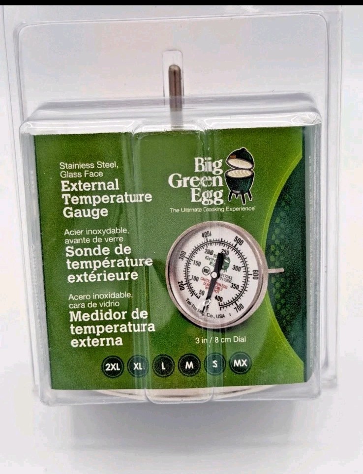 Big Green Egg 117250 Stainless Steel External Temperature Gauge 3” Glass Dial