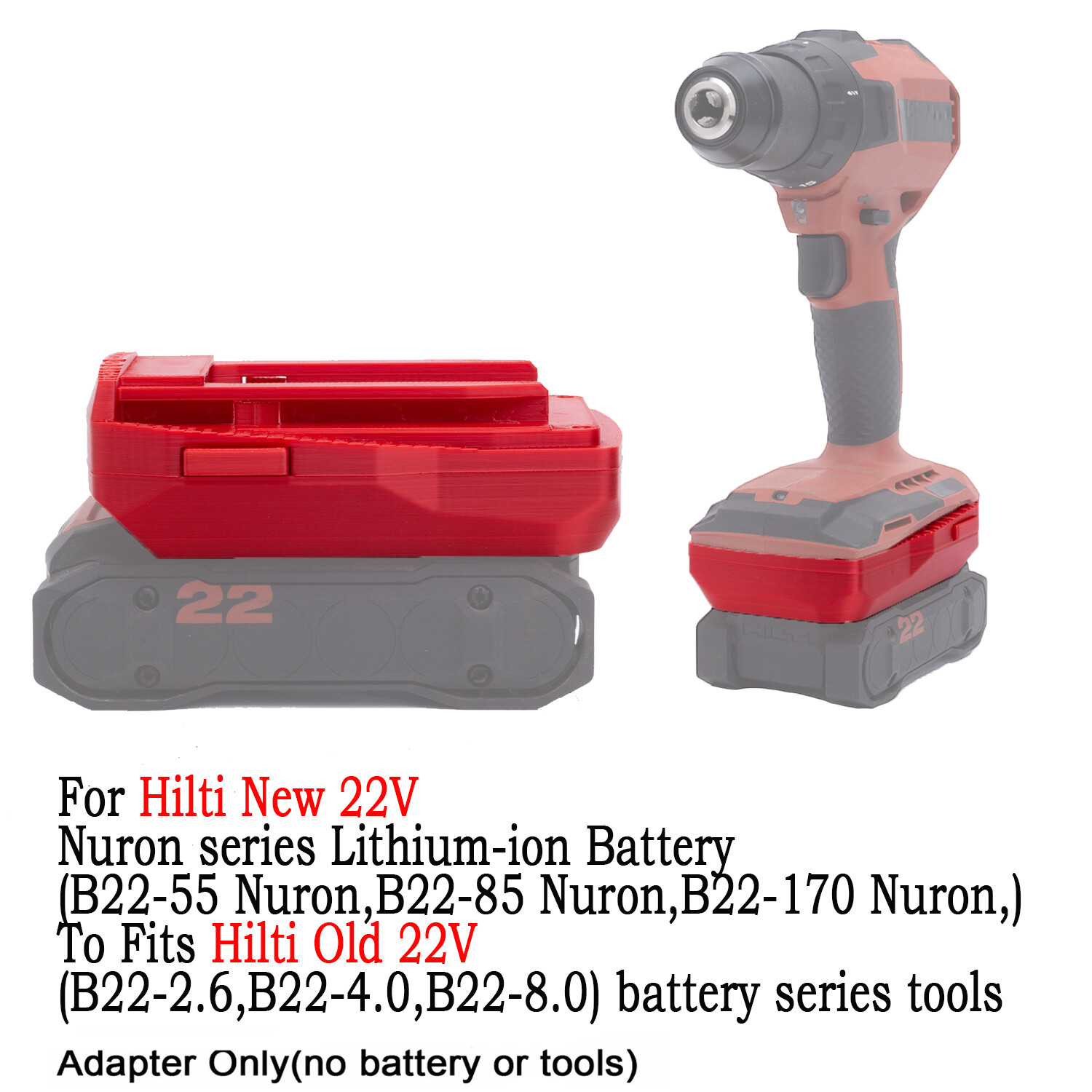 1x Adapter For Hilti 22V Nuron Lithium-Ion Battery To For Hilti 22V Old Tools