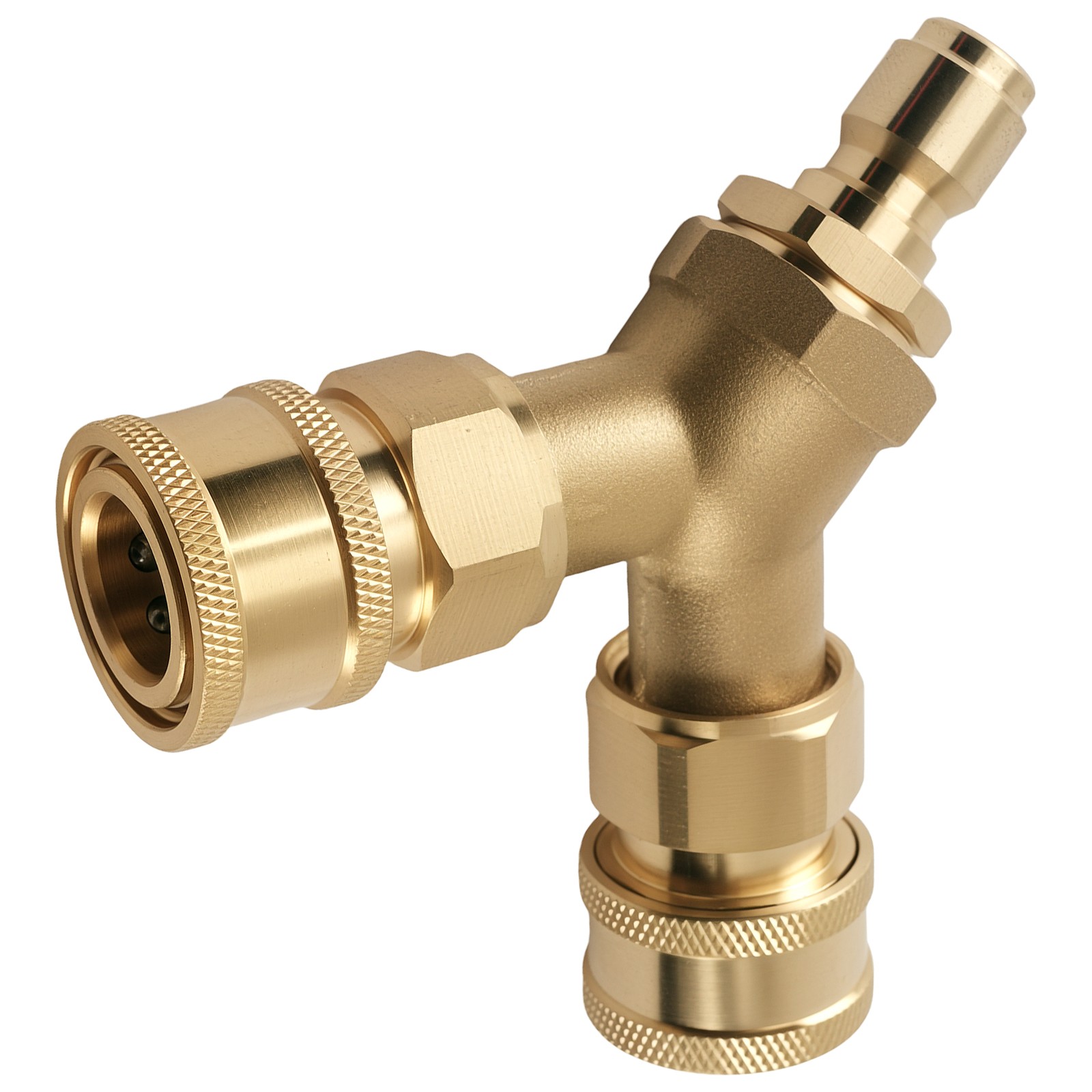 3/8” Pressure Washer Tee Y-Splitter Brass Quick Coupler 2-Gun System Adapter