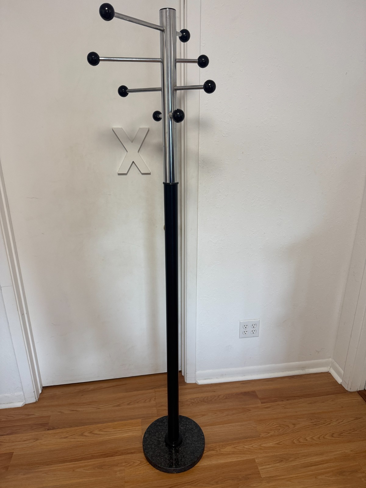 Rare vintage Standing 12″ marble base Coat Rack Space Age MCM Italian Atomic 69″