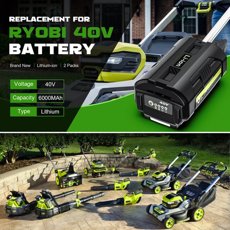 6-8-9Ah Battery for Ryobi 40 Volt Lithium OP4050 OP40602 OP40261 OP4060 OP4030