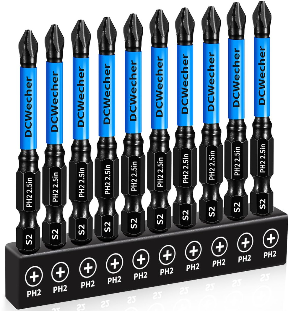10-Pack PH2 Phillips Impact Bits 2.5″ Magnetic Drill Screwdriver 1/4″ Hex Shank