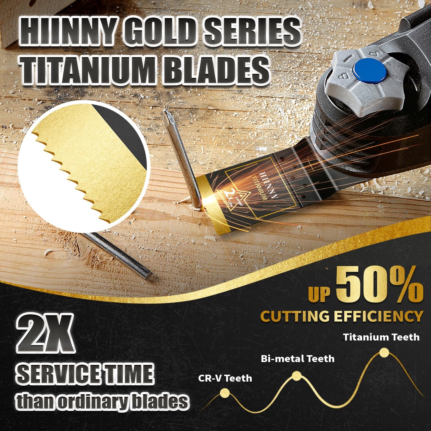 Titanium Oscillating Tool Blades Universal Saw Multitool Kits Metal Wood 3 Pcs